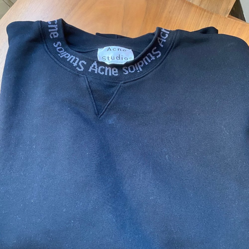 ACNE STUDIOS: Logo crewneck sweatshirt black